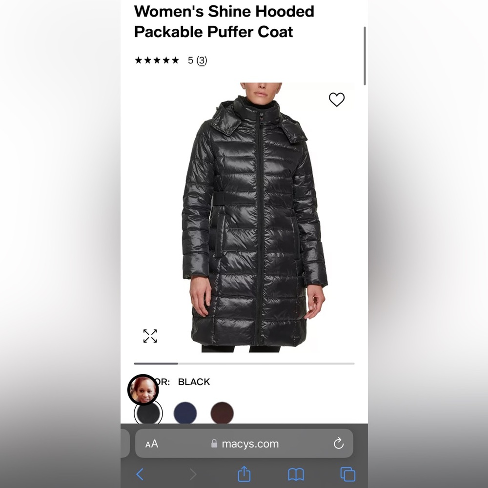 Black Calvin Clein Packable Light Weight Jacket